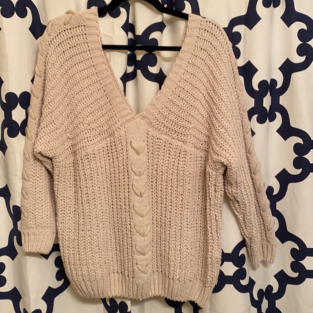 Cream cold shoulder sweater